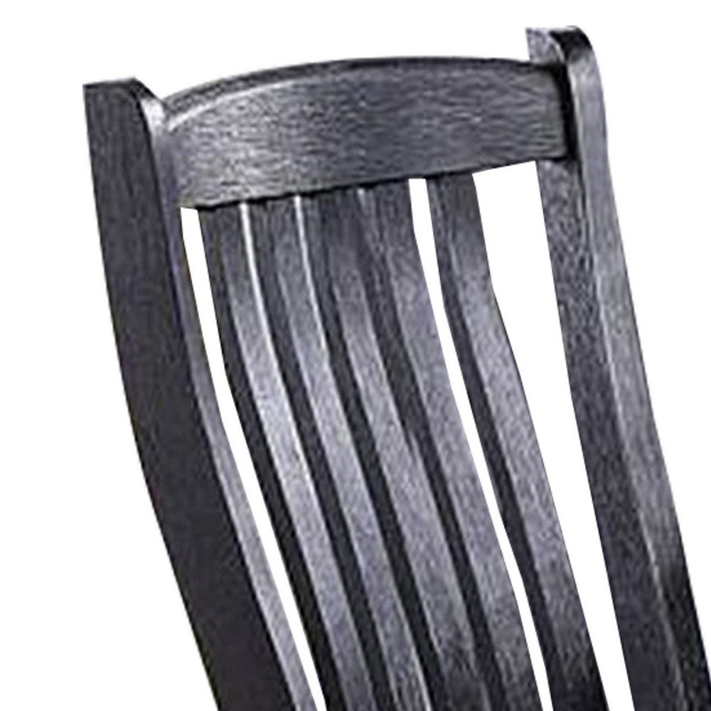 23 Inch Wood Dining Chair, Set of 2, Slatted Back, Cushioned Seat, Gray - BM299004