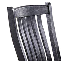 23 Inch Wood Dining Chair, Set of 2, Slatted Back, Cushioned Seat, Gray - BM299004