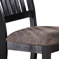 23 Inch Wood Dining Chair, Set of 2, Slatted Back, Cushioned Seat, Gray - BM299004