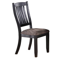 23 Inch Wood Dining Chair, Set of 2, Slatted Back, Cushioned Seat, Gray - BM299004
