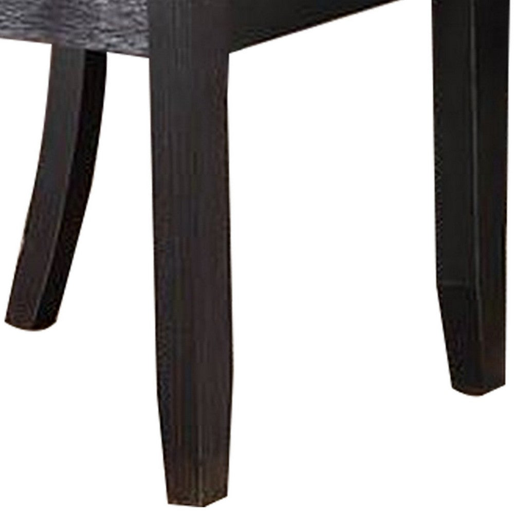 23 Inch Wood Dining Chair, Set of 2, Slatted Back, Cushioned Seat, Gray - BM299004