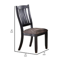 23 Inch Wood Dining Chair, Set of 2, Slatted Back, Cushioned Seat, Gray - BM299004