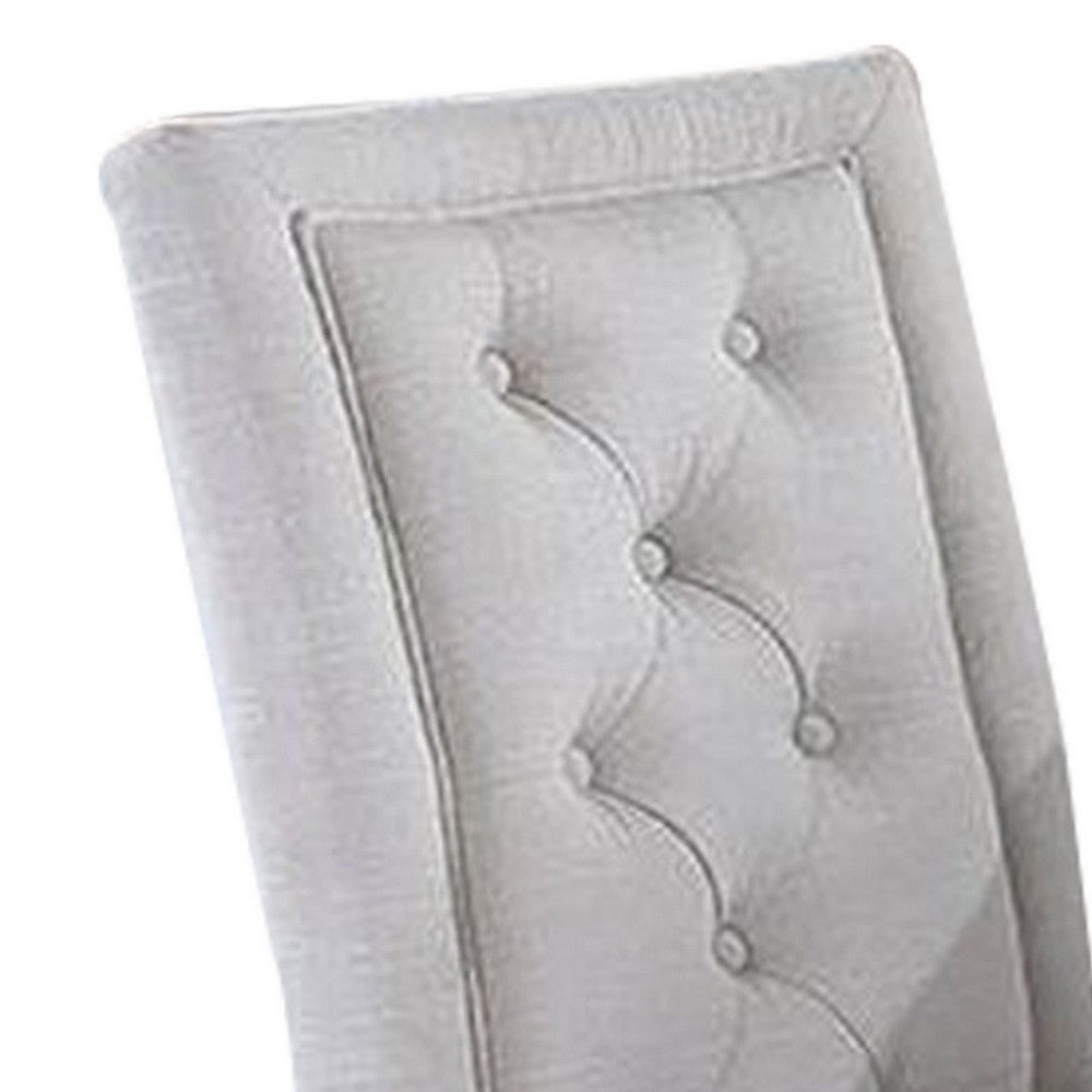 26 Inch Wood Dining Chair with Button Tufted Padded Back, Set of 2, White - BM299010