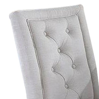 26 Inch Wood Dining Chair with Button Tufted Padded Back, Set of 2, White - BM299010