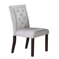 26 Inch Wood Dining Chair with Button Tufted Padded Back, Set of 2, White - BM299010