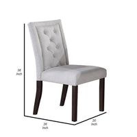 26 Inch Wood Dining Chair with Button Tufted Padded Back, Set of 2, White - BM299010