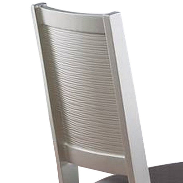 Joy 23 Inch Wood Dining Chair, Set of 2, Channel Tufted Back, Metallic Gray - BM299012