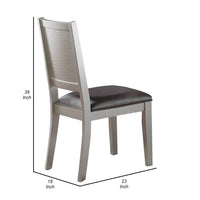 Joy 23 Inch Wood Dining Chair, Set of 2, Channel Tufted Back, Metallic Gray - BM299012