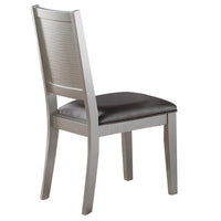 Joy 23 Inch Wood Dining Chair, Set of 2, Channel Tufted Back, Metallic Gray - BM299012