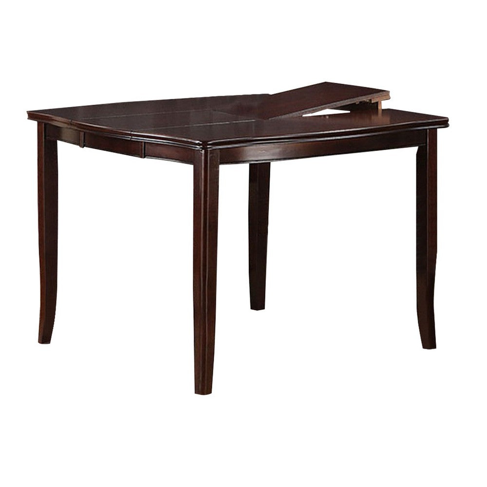 Red 52 Inch Dining High Table with 2 Extendable Butterfly Leafs, Brown Wood - BM299019