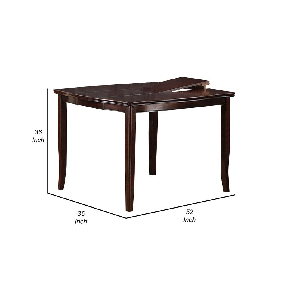Red 52 Inch Dining High Table with 2 Extendable Butterfly Leafs, Brown Wood - BM299019
