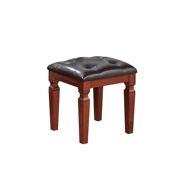 Sosi 47 Inch Vanity Desk Set with Stool, 3 Mirror Inlaid Drawers, Brown - BM299029