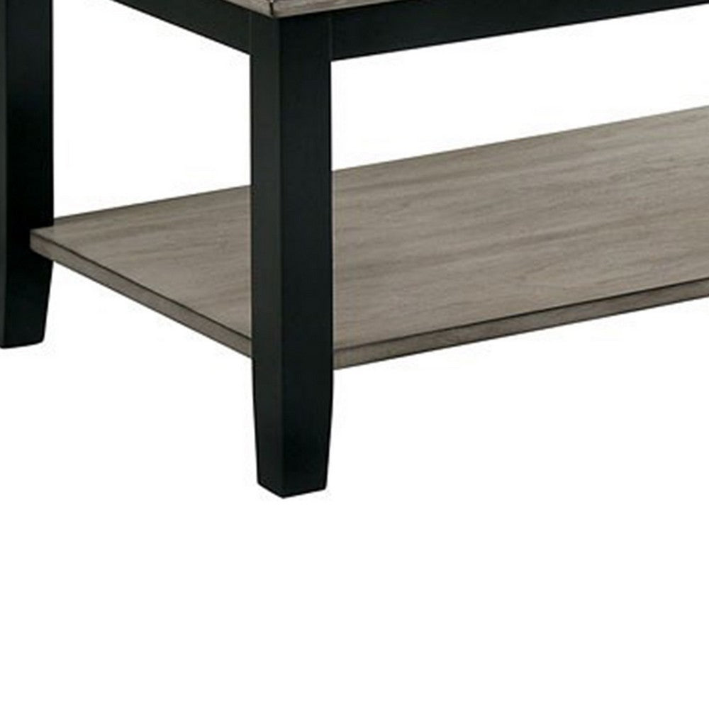 47 Inch Modern Rectangular Coffee Table, Single Shelf, Wood Grain, Gray - BM299034