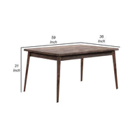 Lee 59 Inch Rectangular Dining Table, Tapered Legs, Modern Brown Grain Wood - BM299060