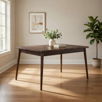 Lee 59 Inch Rectangular Dining Table, Tapered Legs, Modern Brown Grain Wood - BM299060