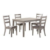 5 Piece Dining Set, Rectangular Table, 4 Chairs, Padded Seating, Light Gray - BM299073