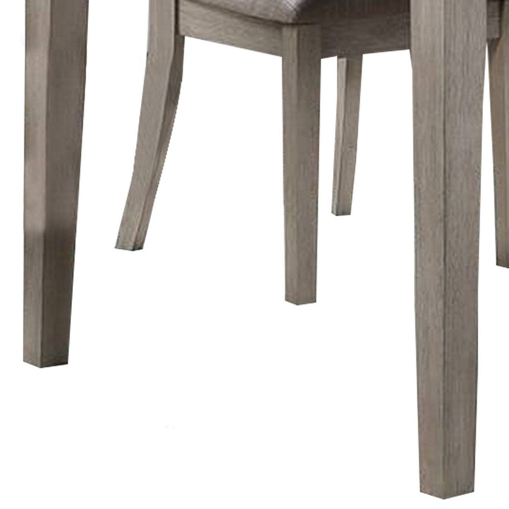 5 Piece Dining Set, Rectangular Table, 4 Chairs, Padded Seating, Light Gray - BM299073