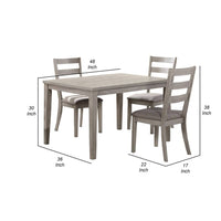 5 Piece Dining Set, Rectangular Table, 4 Chairs, Padded Seating, Light Gray - BM299073