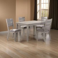 5 Piece Dining Set, Rectangular Table, 4 Chairs, Padded Seating, Light Gray - BM299073