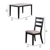 5 Piece Dining Set, Rectangular Table, 4 Chairs, Padded, Espresso Brown - BM299074