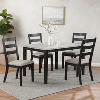5 Piece Dining Set, Rectangular Table, 4 Chairs, Padded, Espresso Brown - BM299074