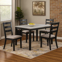 5 Piece Dining Set, Rectangular Table, 4 Chairs, Padded, Espresso Brown - BM299074