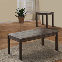 3 Piece Coffee Table and End Table Set, Wood Tabletops, Dark Brown Finish - BM299079