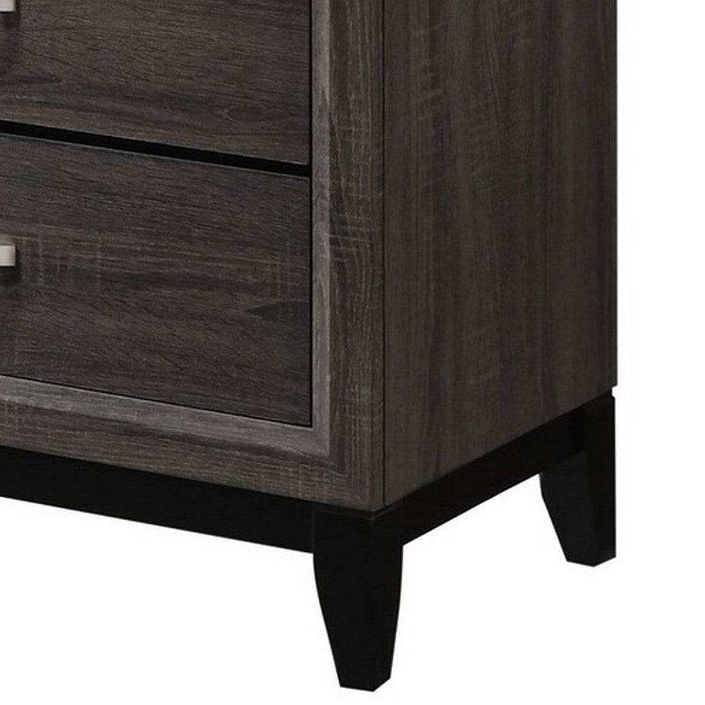 50 Inch Classic 5 Drawer Tall Dresser Chest with Metal Handles, Oak Gray - BM299085