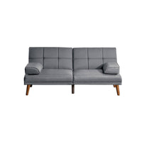 Gina 71 Inch Adjustable Futon Sofa Bed, Square Tufted, Tapered Legs, Gray - BM299090