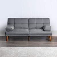 Gina 71 Inch Adjustable Futon Sofa Bed, Square Tufted, Tapered Legs, Gray - BM299090