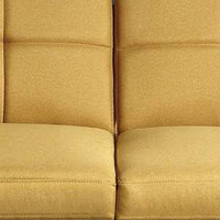 Gina 71 Inch Adjustable Futon Sofa Bed, Tufted, Tapered Legs, Mustard  - BM299092