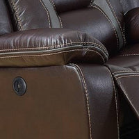 Elva 37 Inch Power Recliner with USB Charging Port, Brown Gel Faux Leather - BM299095