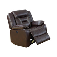 Elva 37 Inch Power Recliner with USB Charging Port, Brown Gel Faux Leather - BM299095