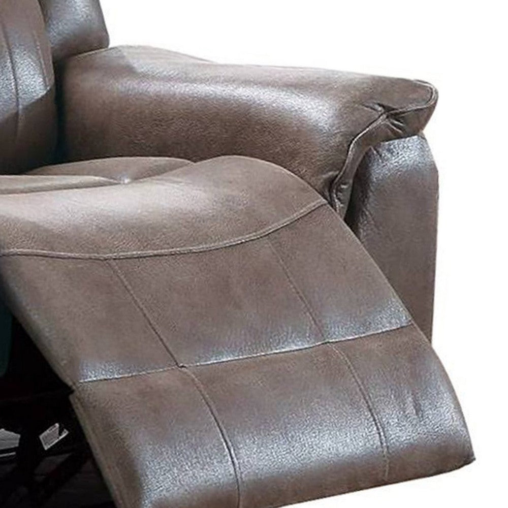 Oya 40 Inch Power Recliner Chair, Pull Tab Mechanism, Rich Brown Leather - BM299106