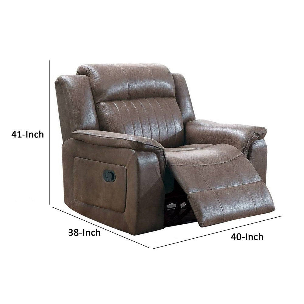 Oya 40 Inch Power Recliner Chair, Pull Tab Mechanism, Rich Brown Leather - BM299106