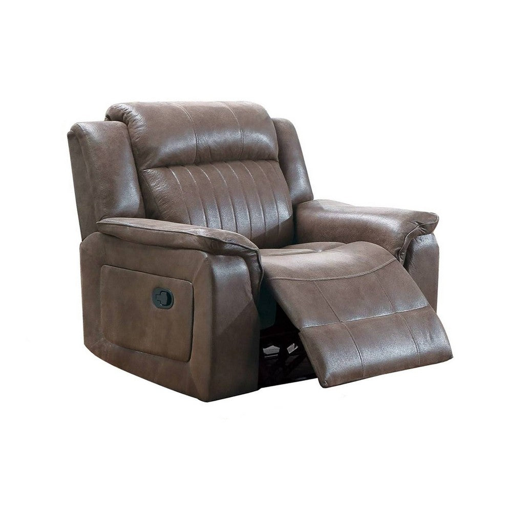 Oya 40 Inch Power Recliner Chair, Pull Tab Mechanism, Rich Brown Leather - BM299106