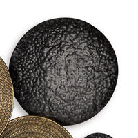 44 Inch Wall Decor, Multiple Circles, Hammered Spiral Texture, Bronze, Black  - BM299143