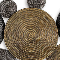 44 Inch Wall Decor, Multiple Circles, Hammered Spiral Texture, Bronze, Black  - BM299143