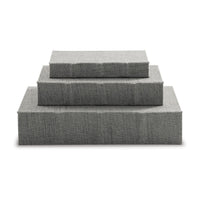 Nesting Decor Book Box, Set of 3, Gray Polyester Cover, Black Velvet Lining  - BM299216