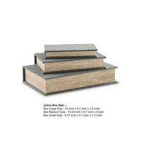 Nesting Decor Book Box, Set of 3, Gray Polyester Cover, Black Velvet Lining  - BM299216