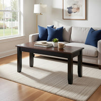 Zoy 48 Inch Wood Dining Bench, Cherry Brown Top, Classic Black Tapered Legs - BM299371