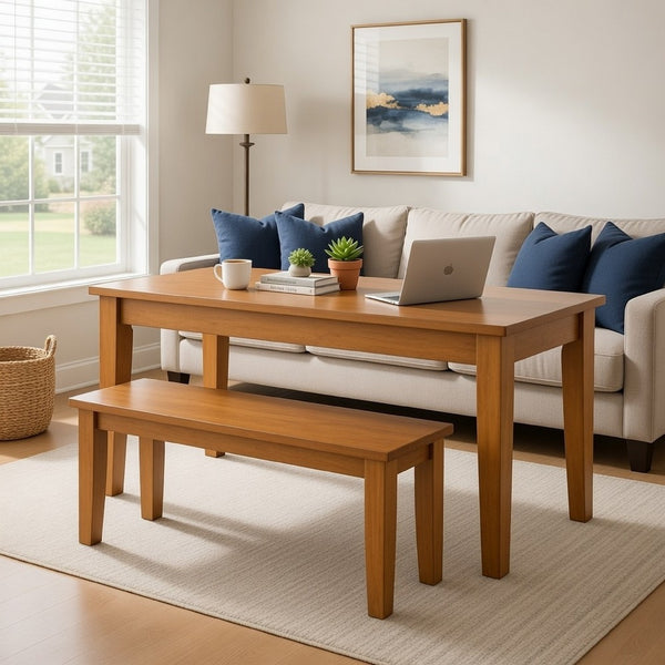 Nova 44 Inch Dining Bench, Tapered Legs, Oak Brown Wood - BM299375