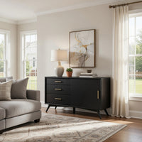 Ian 50 Inch TV Media Entertainment Console, 3 Drawers and 1 Cabinet, Black - BM299479