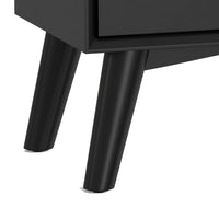 Ian 28 Inch Wide 2 Drawer Nightstand with Shelf, Angled Legs, Jet Black - BM299485