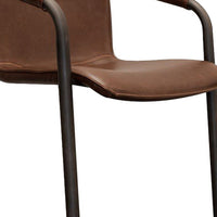 27 Inch Cantilever Counter Stool Chair, Set of 2, Brown Vegan Faux Leather - BM299509