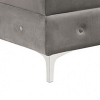 Anzo 32 Inch Square Ottoman, Button Tufting, Chrome Plated Steel Legs, Gray - BM299602