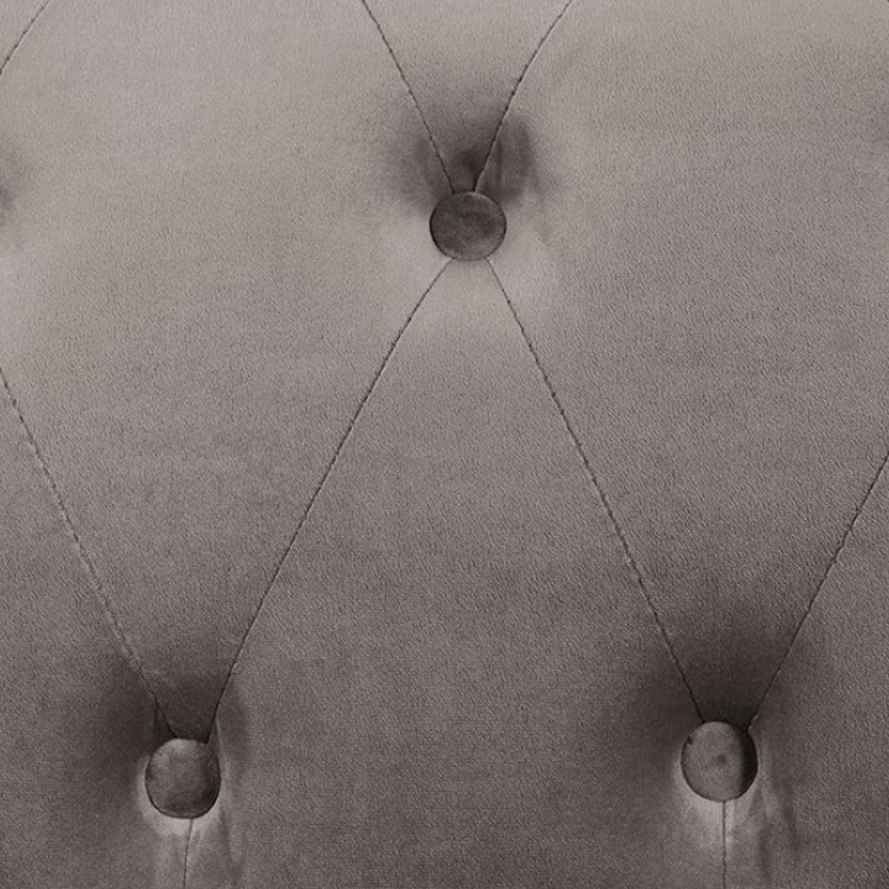 Anzo 32 Inch Square Ottoman, Button Tufting, Chrome Plated Steel Legs, Gray - BM299602