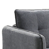 Hak 33 Inch Accent Chair, Rounded Arms, Biscuit Tufting, Wood Legs, Gray - BM299618