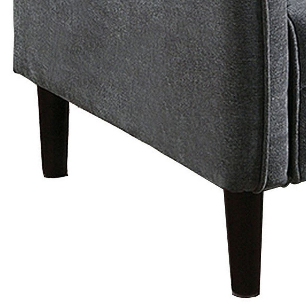 Hak 33 Inch Accent Chair, Rounded Arms, Biscuit Tufting, Wood Legs, Gray - BM299618