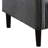 Hak 33 Inch Accent Chair, Rounded Arms, Biscuit Tufting, Wood Legs, Gray - BM299618